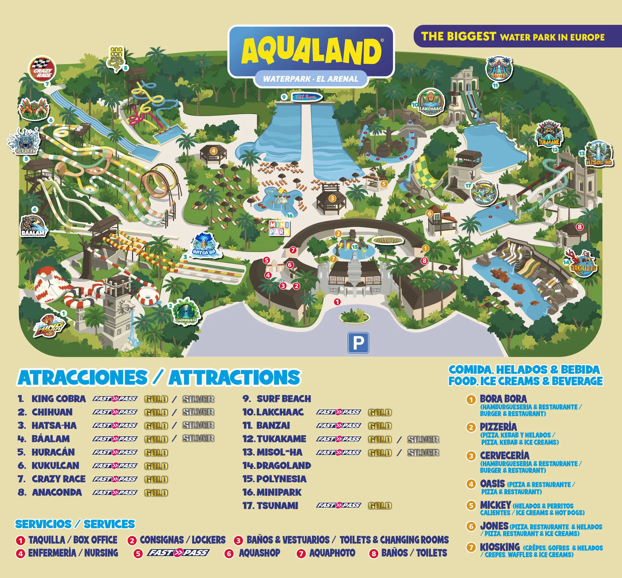 Mapa Aqualand el arenal