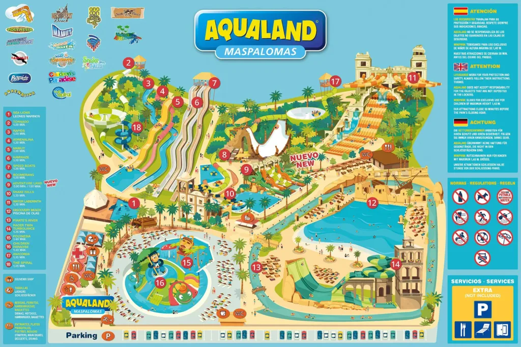 Mapa del Parque Aqualand Maspalomas