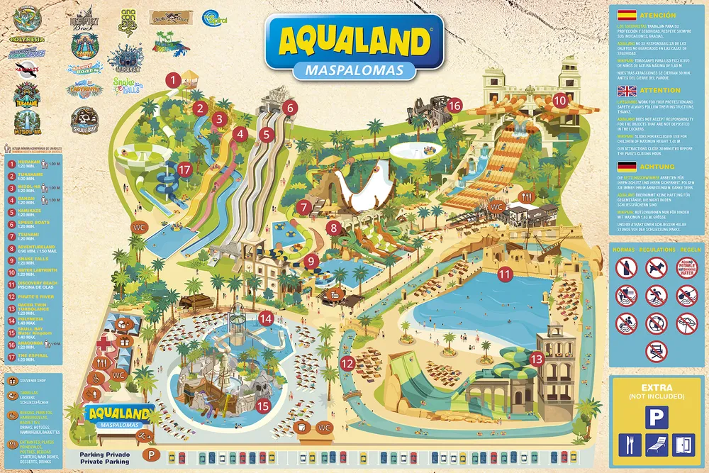Plano del parque Aqualand Maspalomas